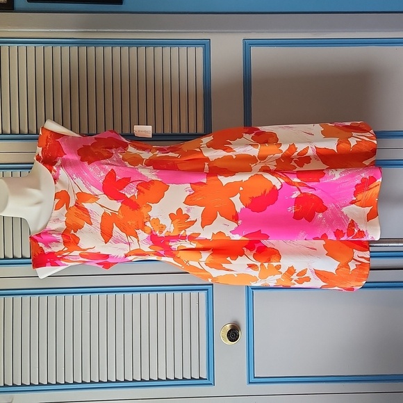 NWT Roz & Ali Pink and Orangs Floral Sleeveless Dress - Picture 2 of 14